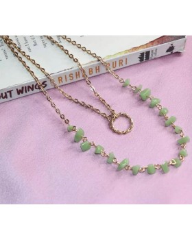 Monika Quartz chips 2 rows rose gold plated chain necklace